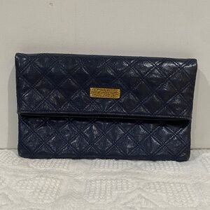Marc Jacobs Elegant Navy Leather Quilted Clutch